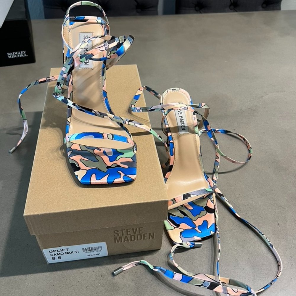 Steve Madden Colorful Camo lace up heels